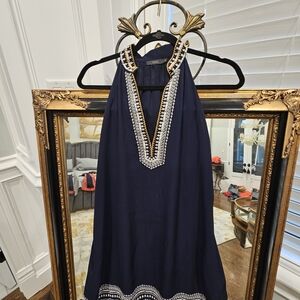 THML Navy Blue Embroidered Dress